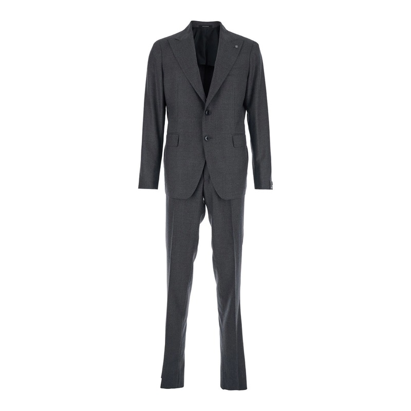 Grey Single-Breasted Suit with Peak Revers in Wool Stretch Man