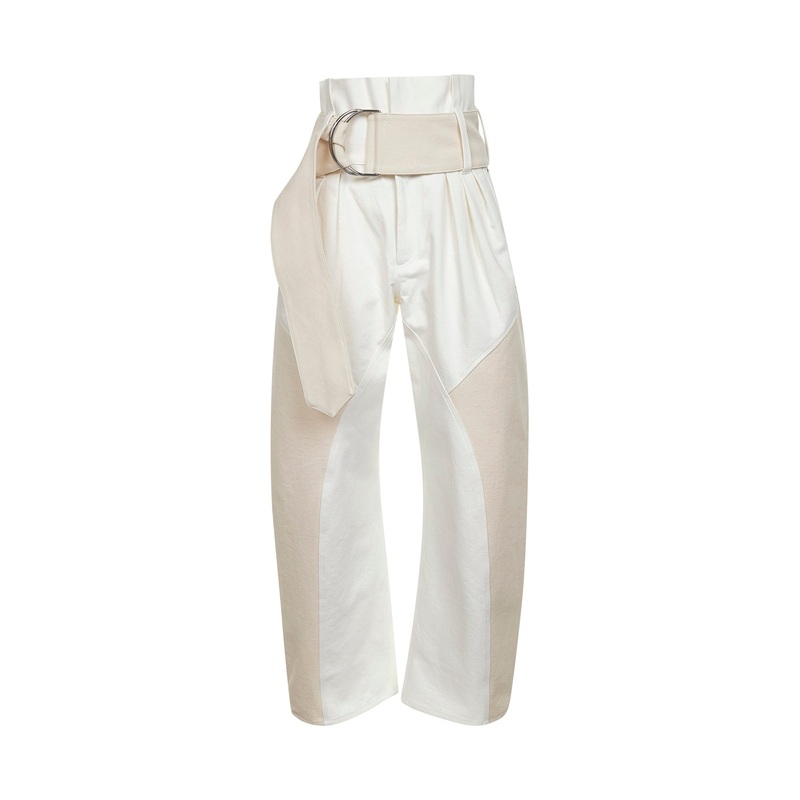 Ivory and white denim D-ring jeans