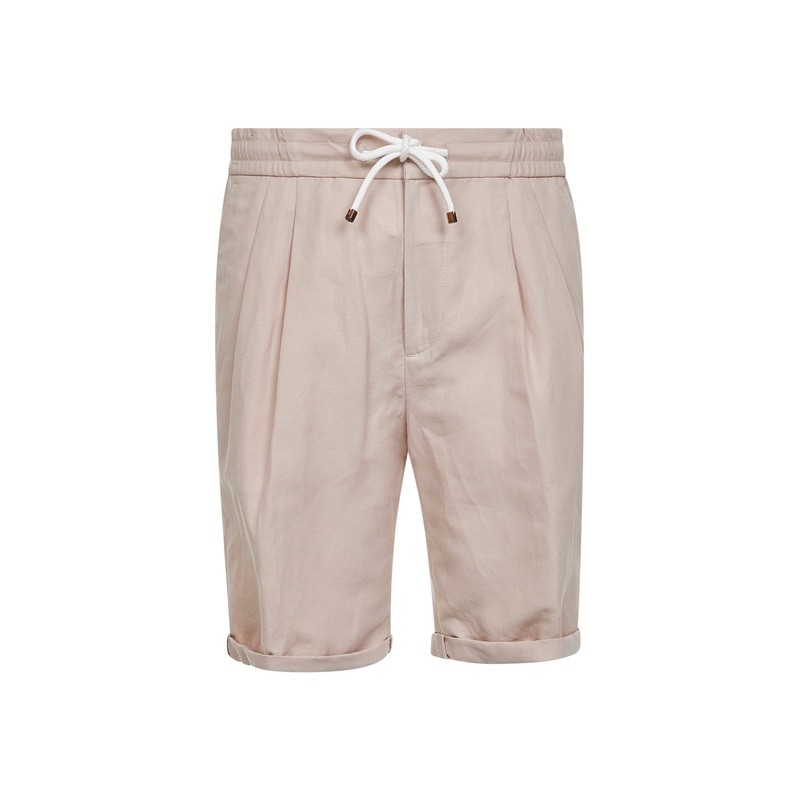 Ivory linen and cotton Bermuda shorts