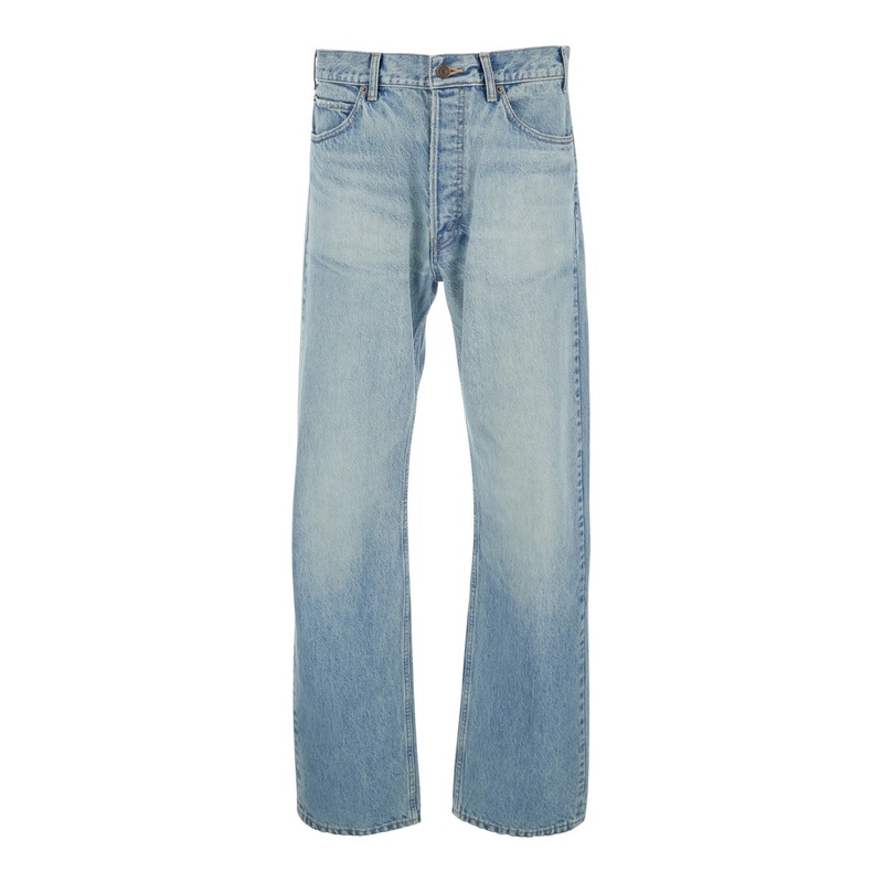 ‘Kurt’ Light Blue Five-Pocket Jeans with Patch Logo on the Back in Denim Man