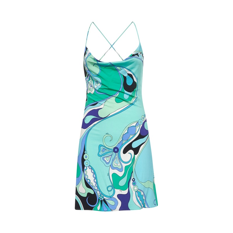 Orchidee-print stretch jersey mini dress