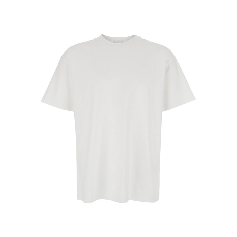 White Crewneck T-Shirt with Logo Lettering on the Rear in Cotton Man