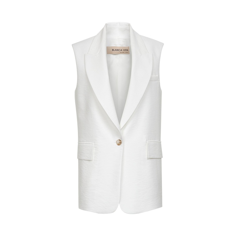 White viscose blend Gelly sleeveless blazer