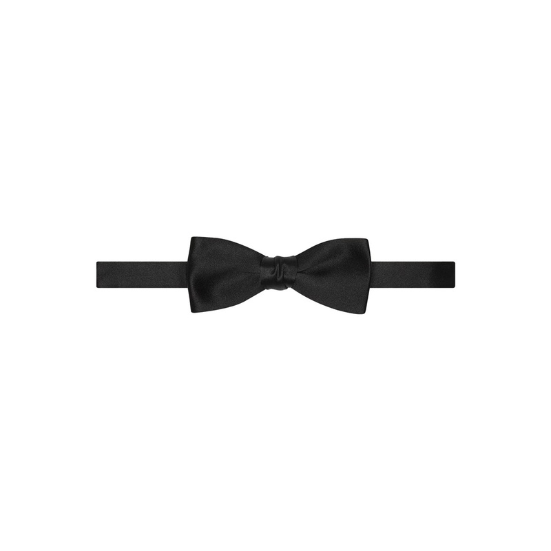 Black Ready-To-Wear Bowtie with Hook Closure in Silk Man