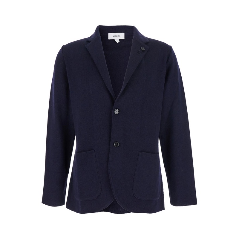 Blue Jacket with Classic Lapels and Button Fastening in Cotton Man