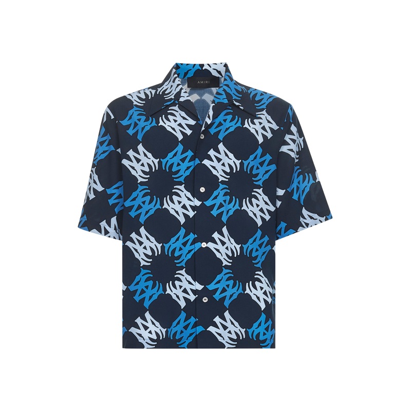 Blue viscose MA Quad bowling shirt