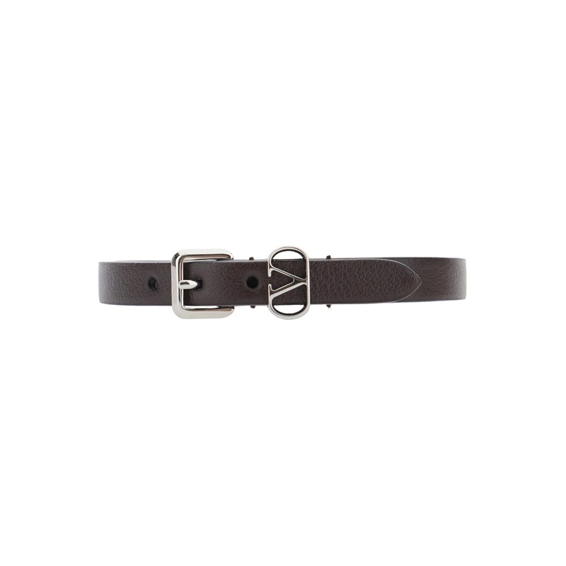 Brown Bracelet with VLogo Buckle Closure in Leather Man