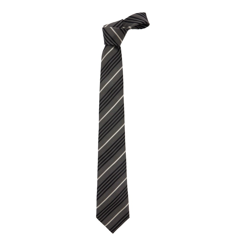 Brown Tie with All-Over Striped Motif in Silk Man