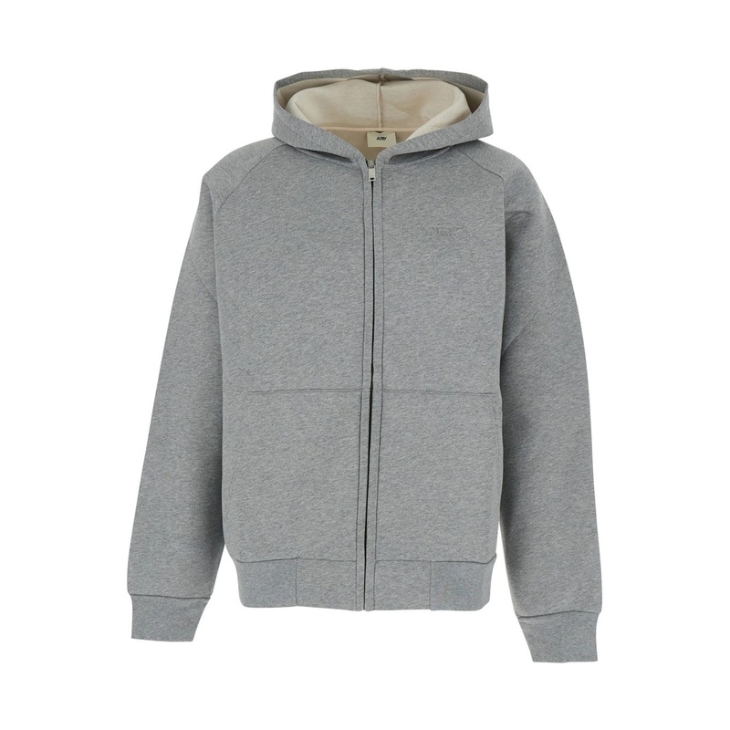 Grey Hoodie with Dropped Shoulders in Neoprene Man