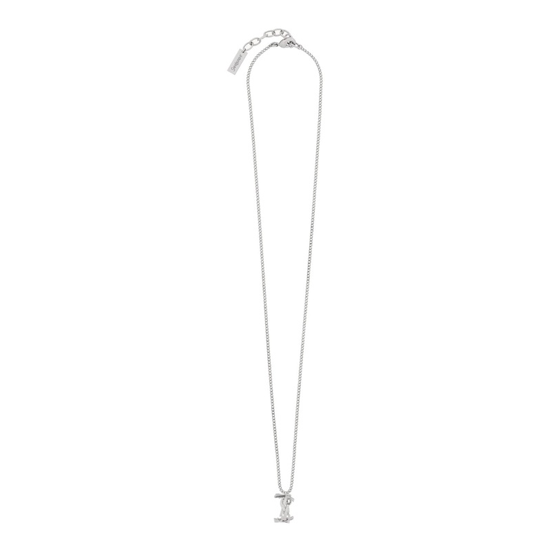 Metallic Chain-Link Necklace with Cassandre Pendant in Metal Man