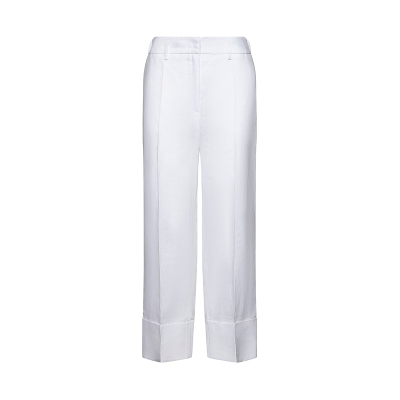 White linen Prugna wide leg trousers