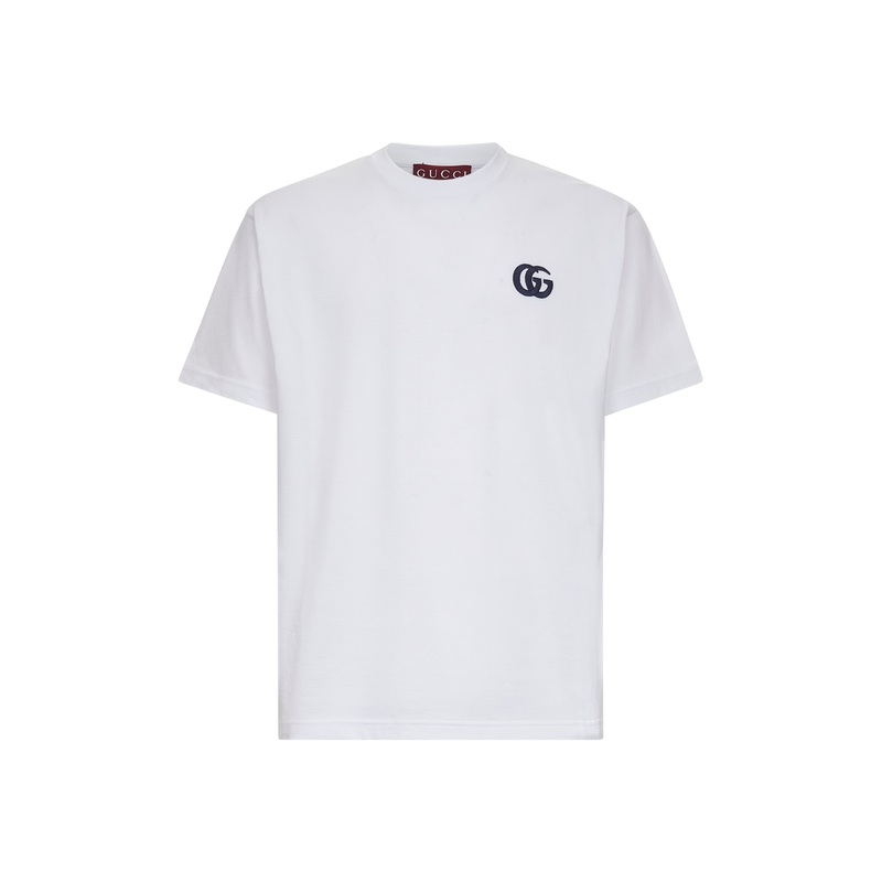 White washed jersey embroidered T-shirt