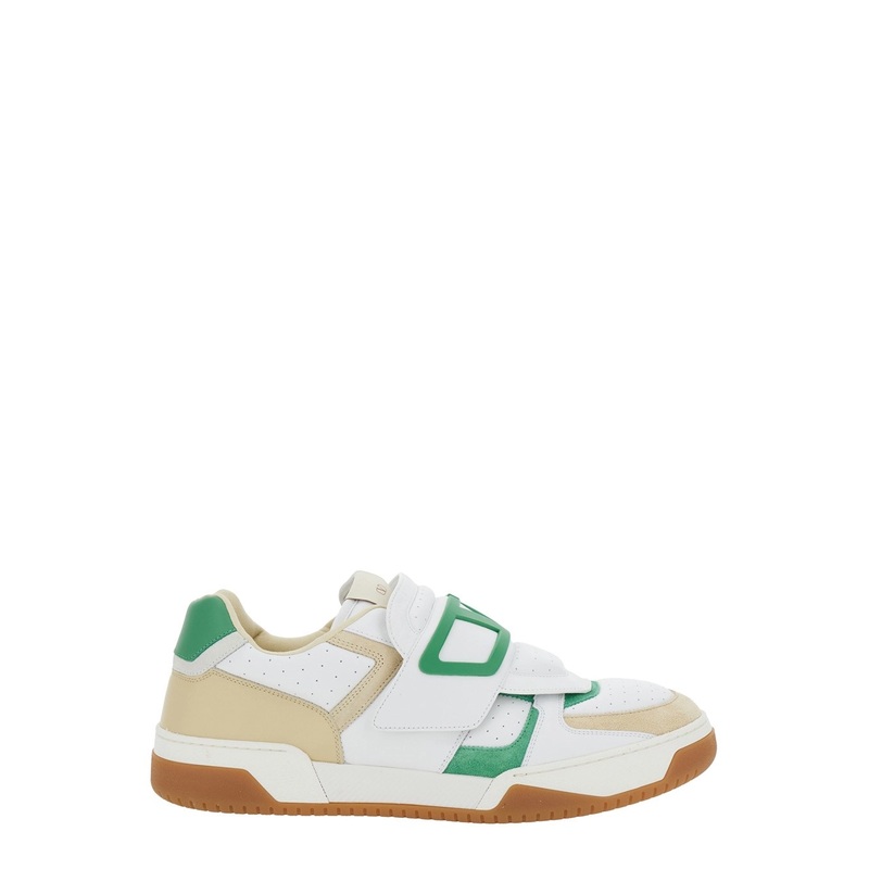 ‘Joie de Jouer’ White Low Top Sneakers with Perforated Details and Maxi VLogo on the Front in Leather Man