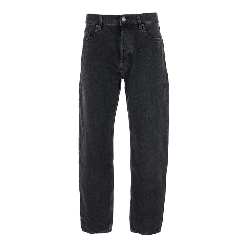 ‘Mick’ Black Jeans with Logo Patch on the Rear in Denim Man