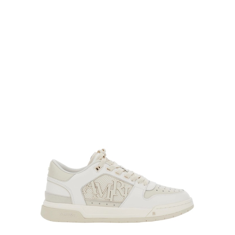 White Low Top Sneakers with Logo Lettering in Leather Man