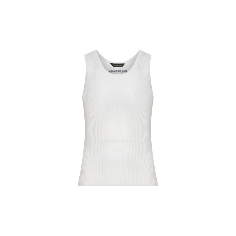 White ribbed wool knit tank top