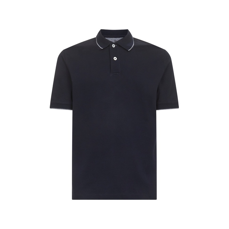 Blue cotton piquet polo shirt|48|52|54