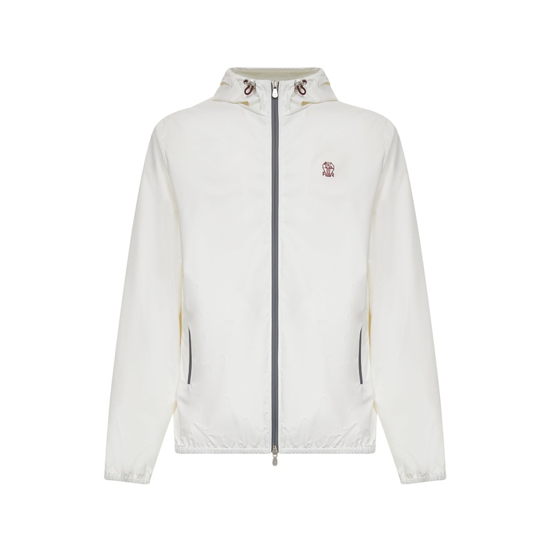 White nylon hooded jacket|S|M|L
