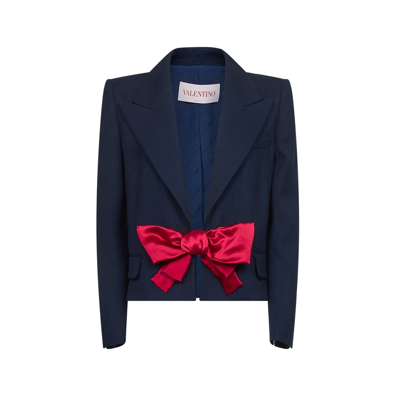 Blue viscose jacket with bow|44|46