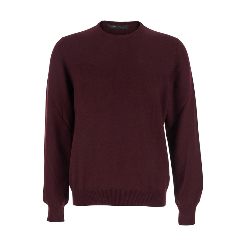 Bordeaux Sweater with Ribbed Design in Wool Man