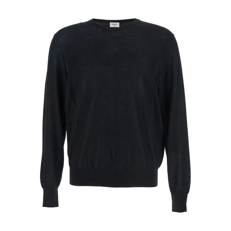 Black Crewneck Sweater with Cassandre in Cashmere Man