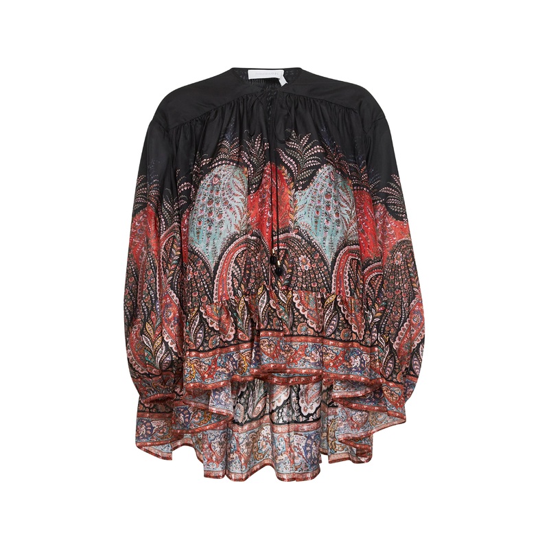 Black Paisley habotai silk Rhiannon blouse