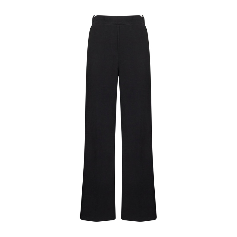Black viscose and linen Prinea trousers