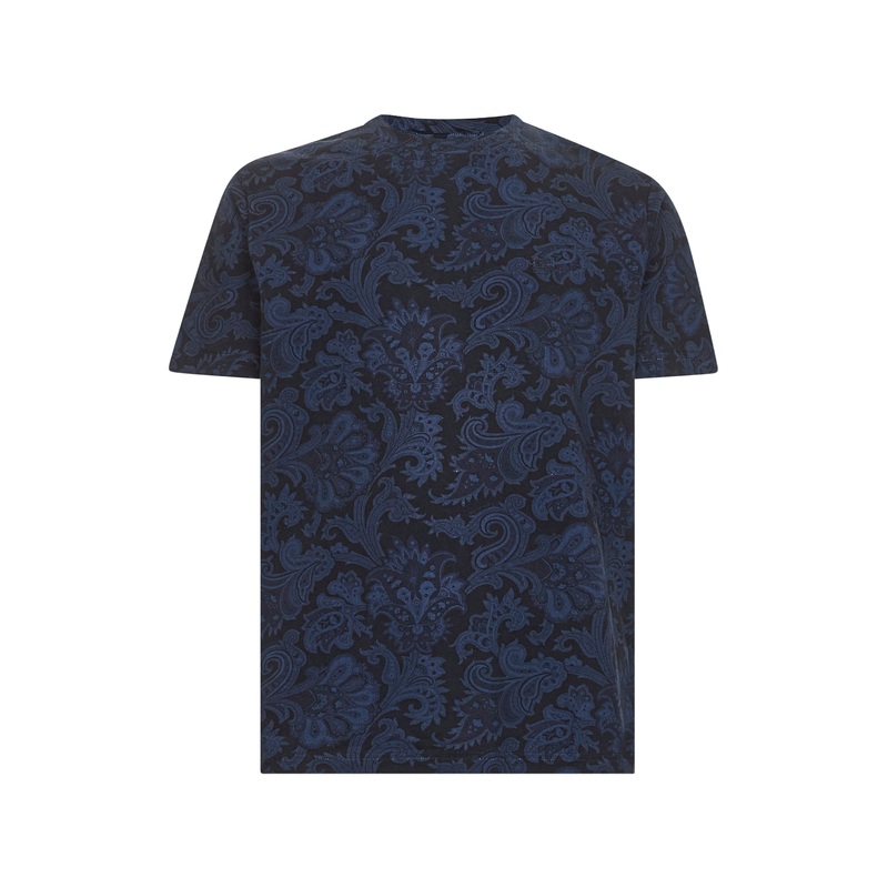 Blue Paisley and maxi flowers T-shirt