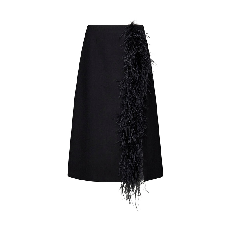 Feathers wool midi skirt|40|42