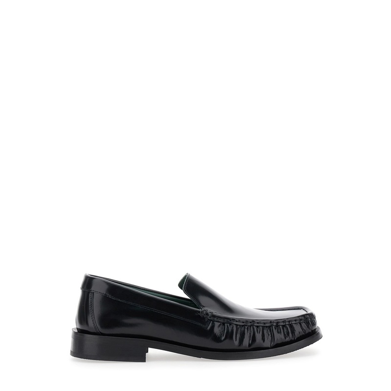‘Michel’ Black Loafers with Almond Toe in Leather Man