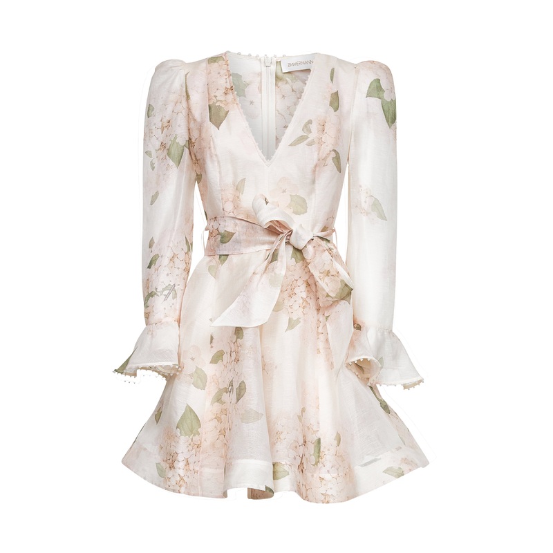 White Ortensia linen and silk Balance mini dress