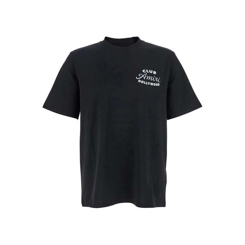 Black Crewneck T-Shirt with Logo Lettering on the Front and Maxi Logo Print on the Rear in Cotton Man