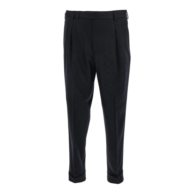 Black Pants with Pences and Belt Loops in Cotton Blend Man