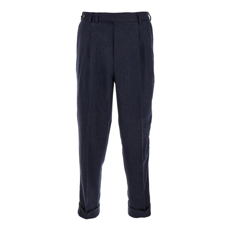 Blue Pants with Pences and Belt Loops in Cotton Blend Man