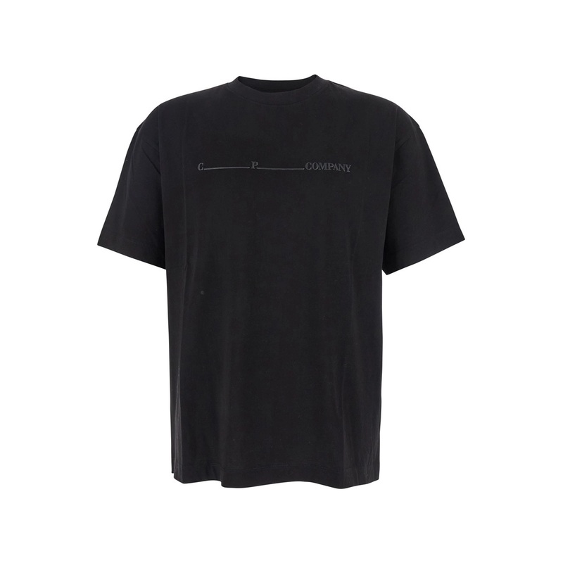 BlackT-Shirt with Logo on the Front in Cotton Man