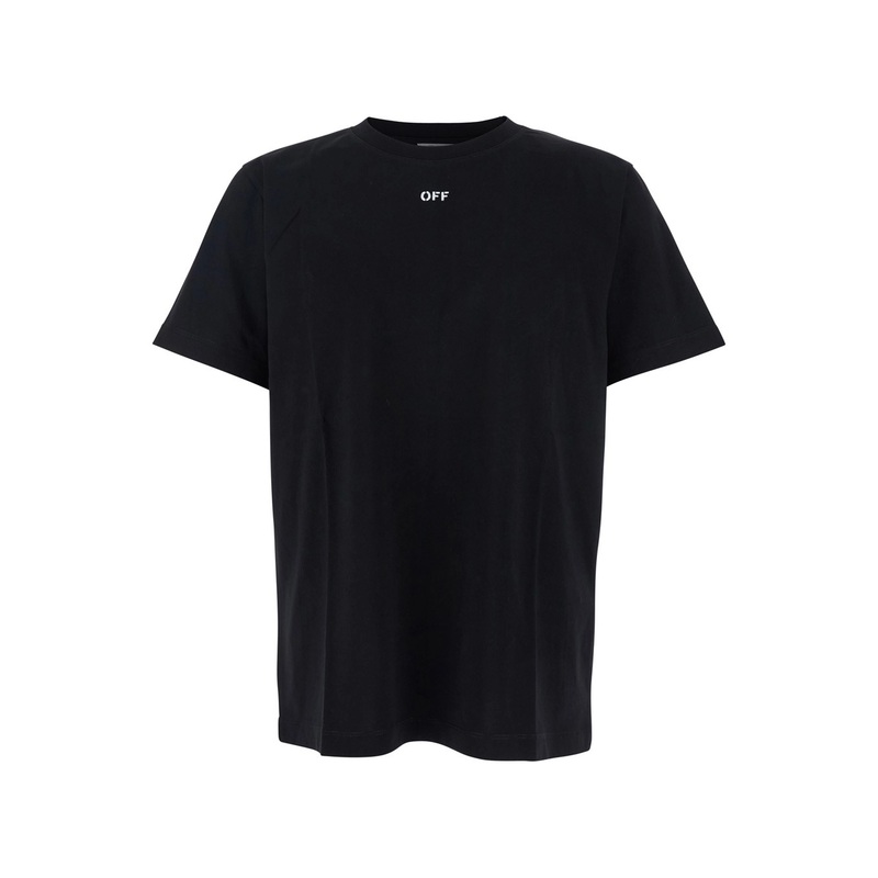 ‘Brush Arrow’ Black Crewneck T-Shirt with Logo Lettering Detail on the Front and Arrows Motif on the Rear in Cotton Man