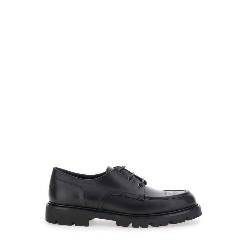 Black Lace-Up Derby Shoes with Triomphe Logo in Leather Man