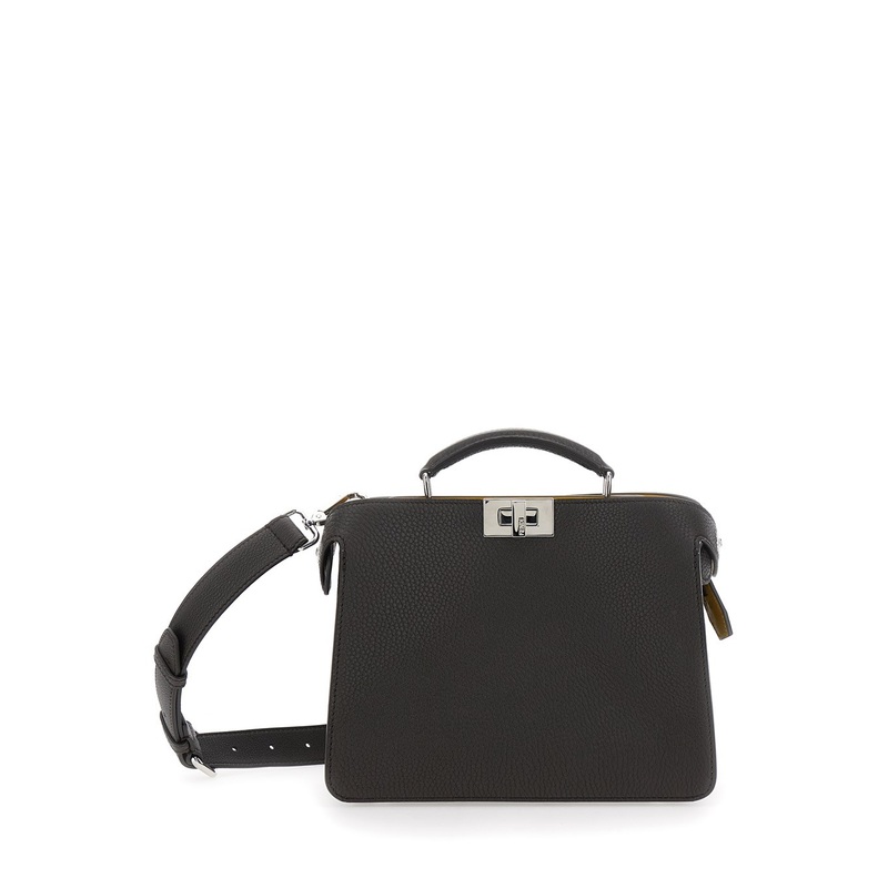 ‘ISeeU Small’ Brown Handbag with Removable Internal Pocket in Leather Man