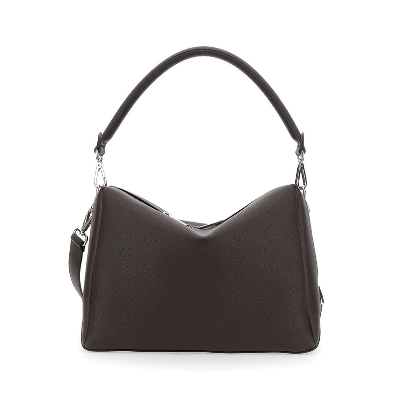 ‘Lui Large’ Brown Shoulder Bag with Removable Strap in Leather Man