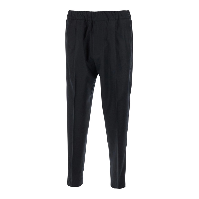 Black Pants with Elastic Waist in Cotton Man