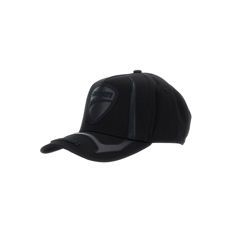 ‘Ducati x D2’ Black Baseball Hat with Logo Embroidery on the Front and Maxi Logo Lettering on the Side in Cotton Man