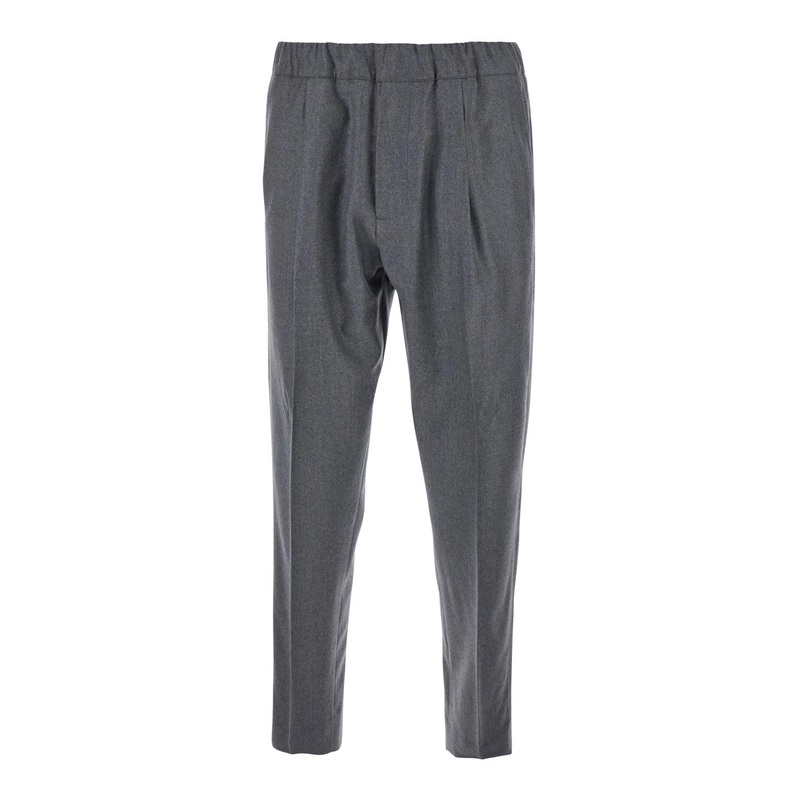 Grey Pants with Elastic Waist in Cotton Man