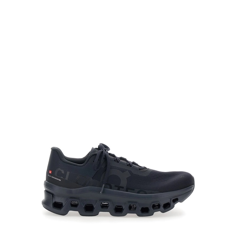 ‘Cloudmonster’ Black Low Top Sneakers with Logo on the Side in Tech Fabric Man