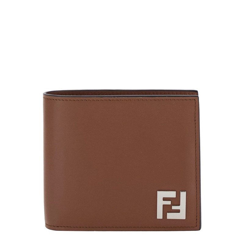 Brown Bi-Fold Wallet with FF Plaque on the Front in Leather Man