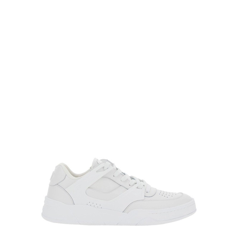 ‘CT-09’ White Sneaker with Logo on the Tongue in Leather Man