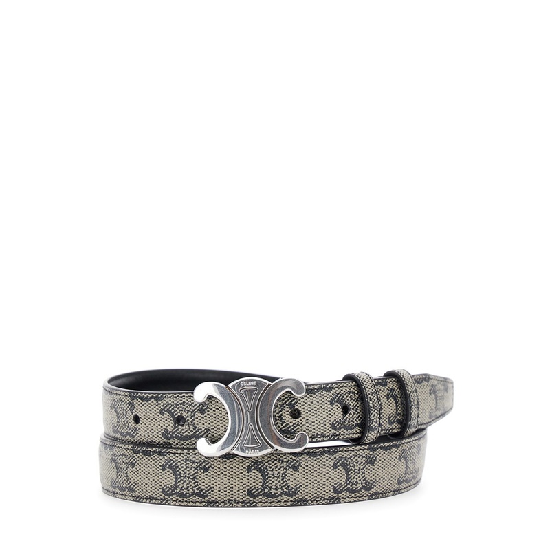 Beige Belt with Triomphe Buckle in Triomphe Canvas Man