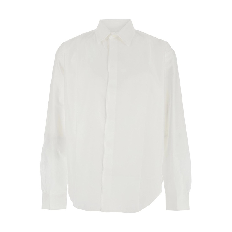 ‘Henri’ White Shirt with Lettering Logo on the Back in Cotton Man