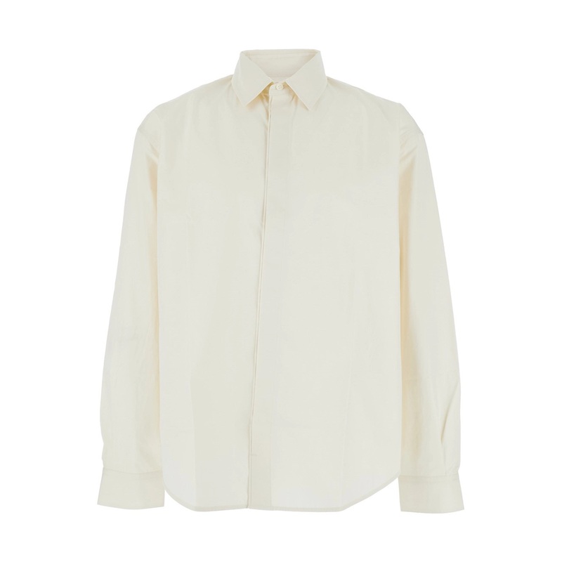 ‘Henri’ White Shirt with Maxi J Logo on the Back in Cotton Man
