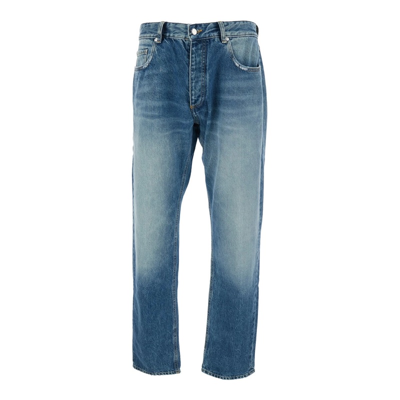 ‘Kanye’ Light-Blue 5-Pocket Jeans with Logo Patch in Cotton Denim Man