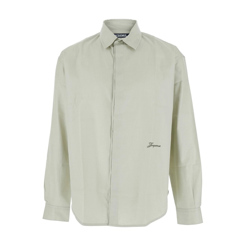 ‘Simon’ Green Shirt with Logo Lettering on the Front in Cotton Man